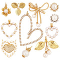Fashion Heart Flower Pearl Cubic Zircon 18K Gold Charm PendantBracelet Necklace Attachment Jewelry Components Findings L36