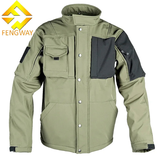 Fengway Men's Outdoor Soft Shell Tactical Jacket for Autumn Winter Waterproof Assault Suit with Fleece Men's Jackets