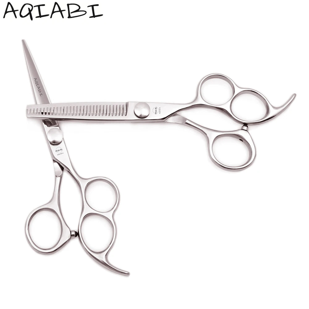 Professional Hair Cutting Scissors 5.5'' 6" AQIABI 440C Thinning Shears Sharp Blade Tip Three Hole Handle Right-Handed A9011
