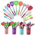 15pcs Soup Spoon Colorful Kitchen Utensils Silicone Non-stick Cookware Spatula Spoon Cooking Tool Sets