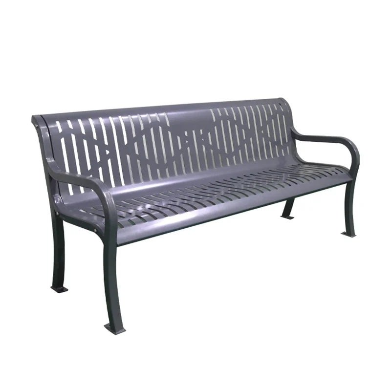 Custom Design Outdoor Public Park Antique Slatted Steel Waiting Bench Seating Outside Garden Patio Decorate Metal Seat Benches