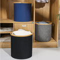 Rectangular Bamboo Laundry Hamper Basket Waterproof Foldable Clothes Bag Canvas Fabric Laundry Basket