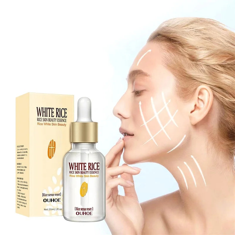 OUHOE White Rice Essence Moisturizing Brightening Rice Skin Beauty Essence Pores Shrinking Wrinkle Freckle Acne Removing Serum