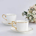 European Style Gold Plated Luxury Ceramic Coffee Mug with Handle and Plate