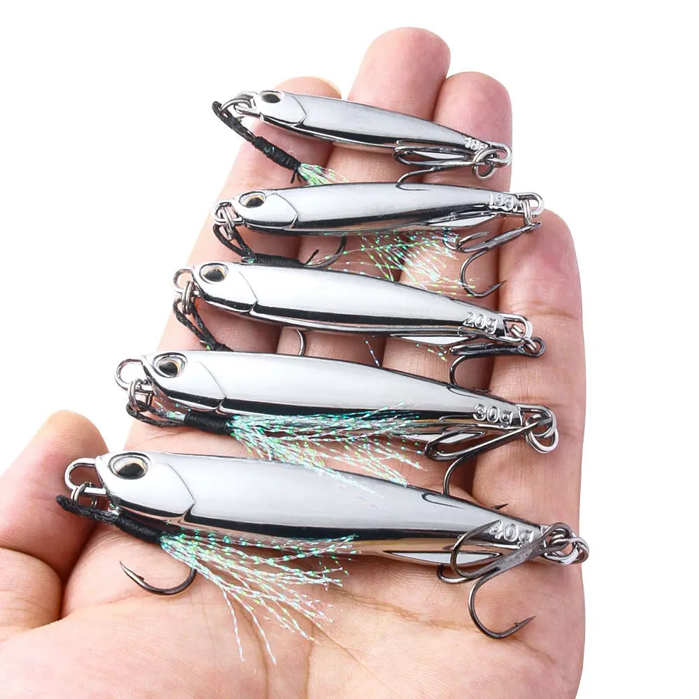 Wholesale Jig Electroplating Chrome Lead Sea Fishing Baits 10g 15g 20g 30g 40g Sinking Artificial Fishing Metal Jigging Lures