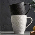 400ML Ceramic Breakfast Drip Cup Creative Black Stone Pattern Tea Cups Saucers for Milk Coffee Party Office Restaurant Drinkware