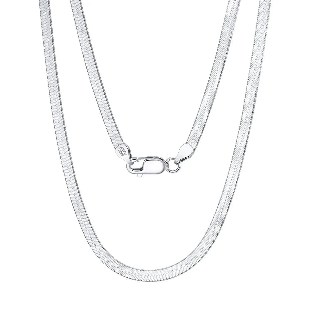 Custom 1.8/3/4.5mm Flat Snake Chain 925 Sterling Silver Blade Necklace Gold Plated Choker for Women Men Fine Jewelry Wholesale