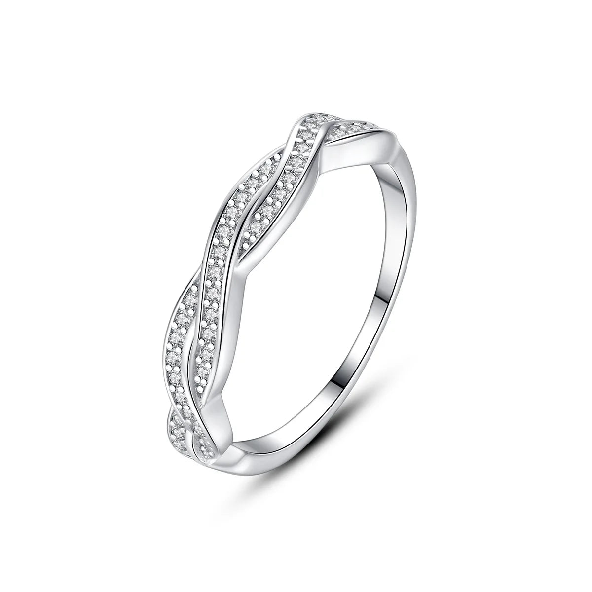 Daidan Ring Silver 925 Women Twist Infinity 925 Silver Rings With Cubic Zirconia