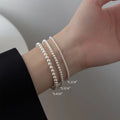 Daidan Bracelets Pearl Silver Plated S925 2-8mm Artificial Pearl Beaded Bracelet for Women