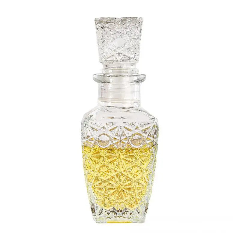Creative Unique Shape Lead-Free Crystal Tequila Decanter Carved Pattern Screw Cap with Cork Sealing Party Gift