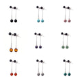 Multicolour Round Semi-precious Stone Drop Earrings for Women Girls Fashion Crystal Wedding Fine Jewelry Earrings