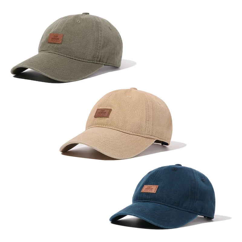 Wholesale Custom Waterproof Leather Embossed Logos Washed Nylon Dad Soft 6 Panel Sports Performance Baseball Cap Fishing Casual