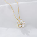 KSN121  Nice Gold Plated 925 Unique Design Customized Jewelry White Enamel Charm Flower Choker Necklace