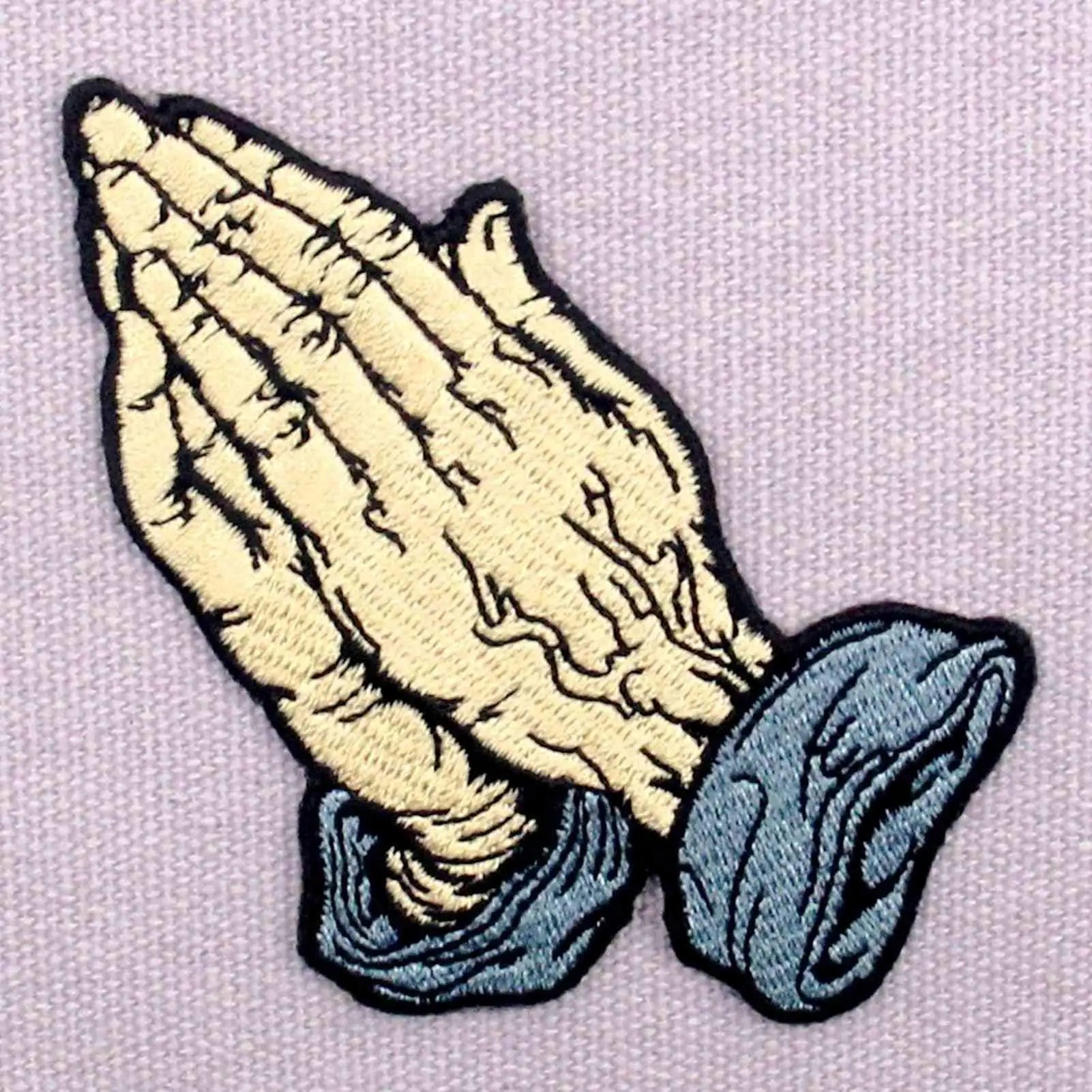 High Quality 3D Praying Hands Applique Iron-On Sew Embroidery Pinstar XPREM0021 Pantone Color Custom Size Patches OEM No Minimum