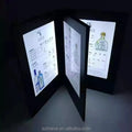 OEM Rechargeable Nightclub Restaurant Menu Backlit Light Box Sign Light up Leather Menu Cover Illuminated LED Backlit Menu Book