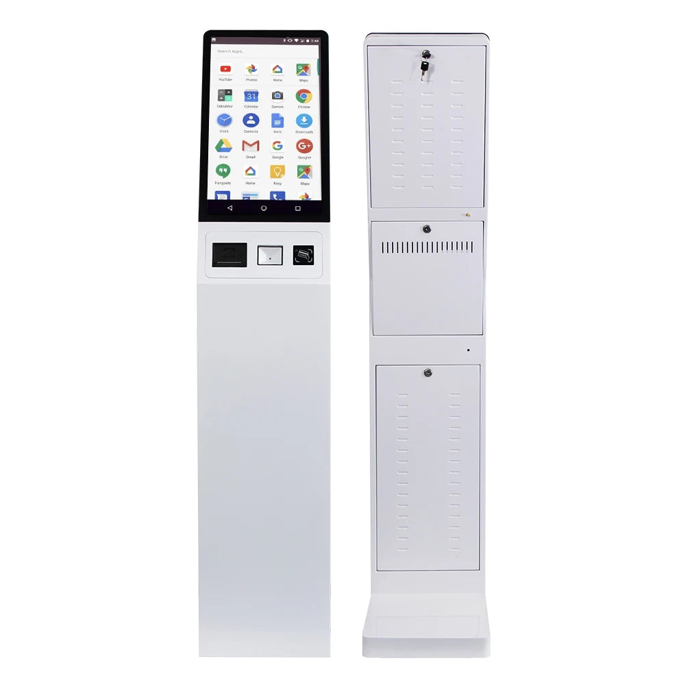 21.5 Inch Capacitive Touch Screen Kiosk With Barcode Scanner Thermal Printer Card Reader for Self Check-In Terminals