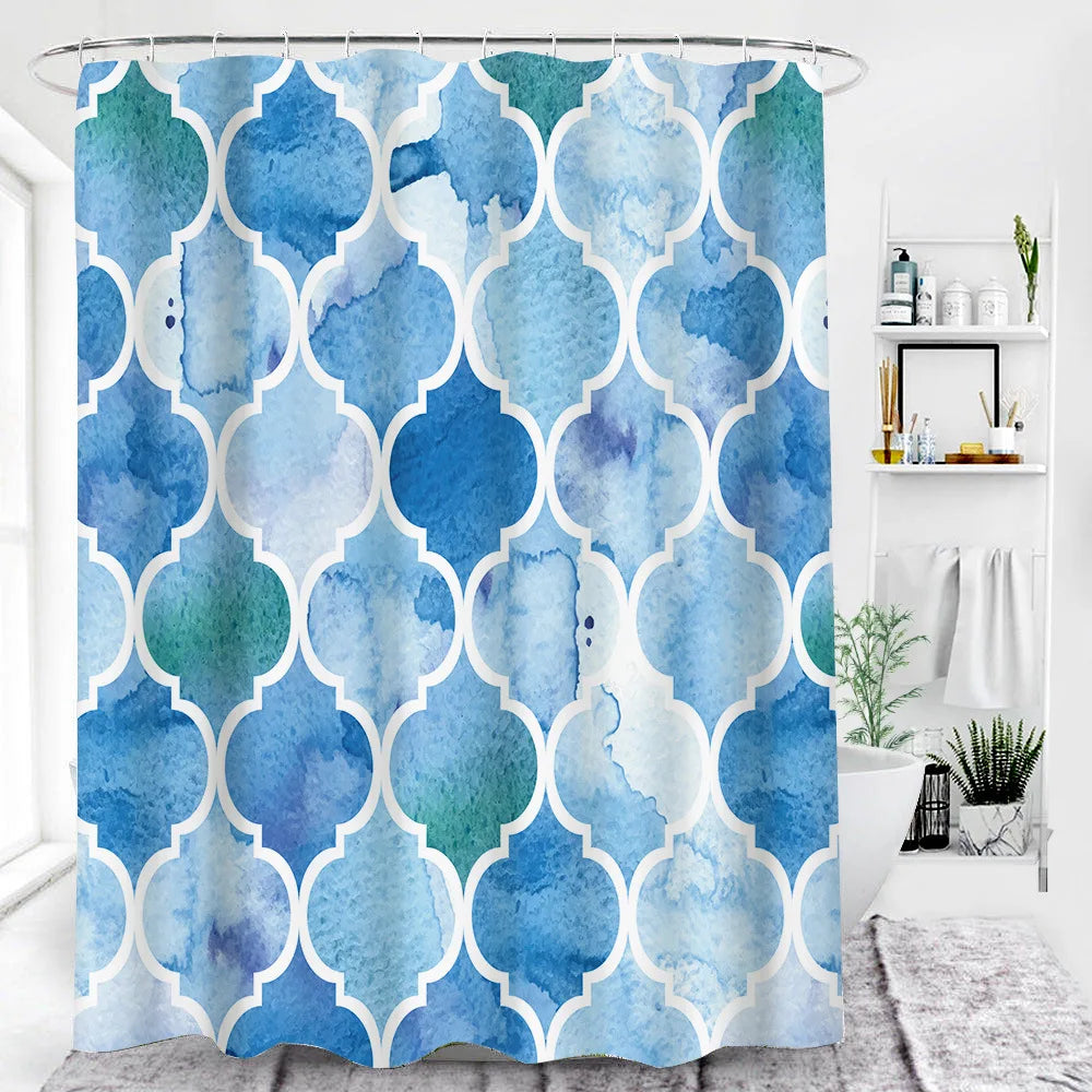 3D Geometric Marble Printing Bathroom Shower Curtain Polyester Waterproof Home Decoration Bathroom Curtain With Hook