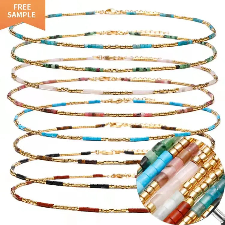 Wholesale Drop Shipping Handmade String Chokers Necklaces Natural Stone Seed Beads Miyuki Jewelry for Women