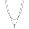 ERESI Snake Chain Double Layer Stainless Steel Water Drop Pendant Necklace for Men Women Statement 18k Gold Jewelry Waterproof