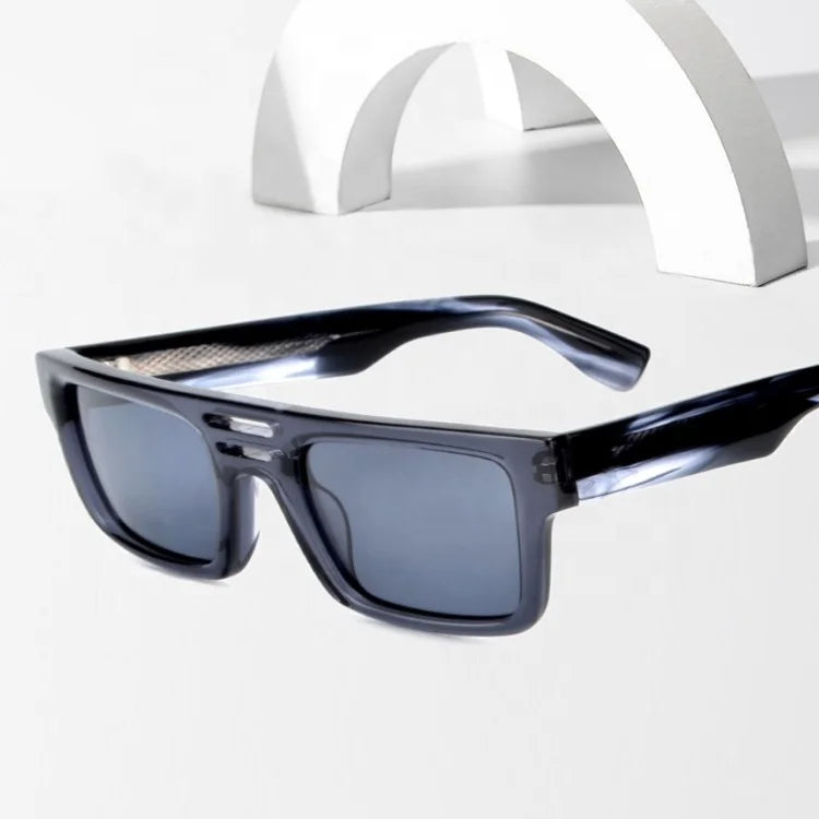 Fashion Women Men Polarized Sunglasses with TAC Lenses Acetate Frame Black Square Design Custom Logo UV Protection