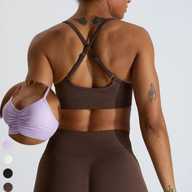 SHINBENE Seamless 2.0 Cloud Adjustable Strap Gym Fitness Bras Seamless Cross Back Sports Bras