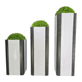 Hotel High-end Indoor Flower Pot Resin Floor Vase with Black Wood Grain Big Straight Rectangular Plant Pot Landscaper