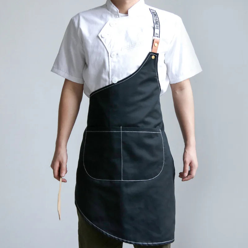 Eternal Eagle Men's Women's Sleeveless Canvas Chef Apron Eco-Friendly AZO Free Black/White Certified Kitchen Cleaning Catering