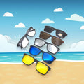 Hot Selling 5 in 1 Classic Style UV400 Polarized Sunglasses Yellow Lenses with Magnetic Clip on Yellow Print Shades Wholesale
