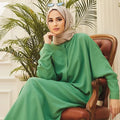 2024 Custom Logo Muslim Fashion Bat Sleeve Long Style Muslim Women Robe Abaya Costume Dress