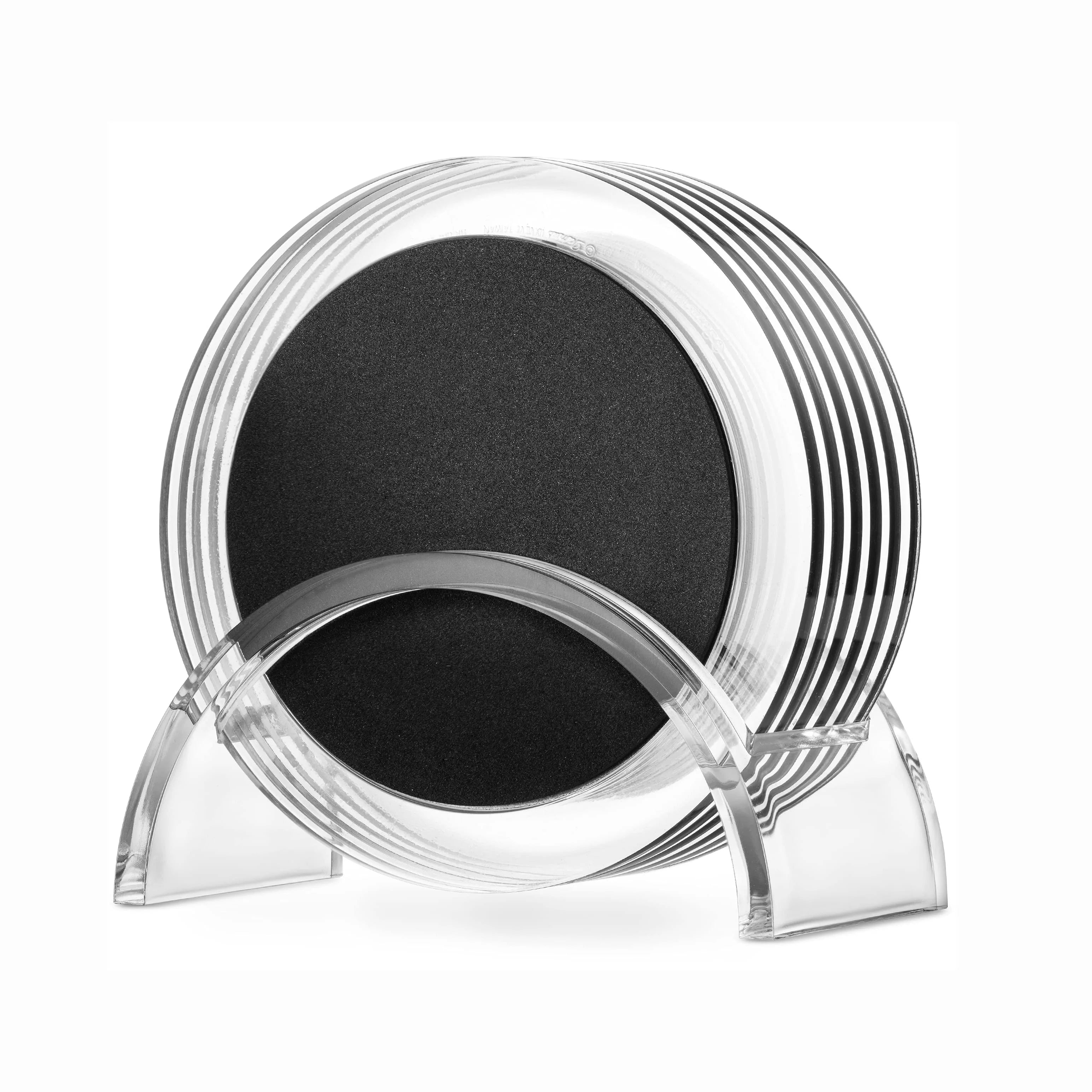 Set of 6 Stylish Premium Black 4 Inch Acrylic Drink Coasters Premium Display Racks for Beverages