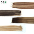 Russian Wholesale Natural Remy Human Double Drawn Tape-in Hair Extensions 100% Human Hair Light Color No Tangle No Shedding