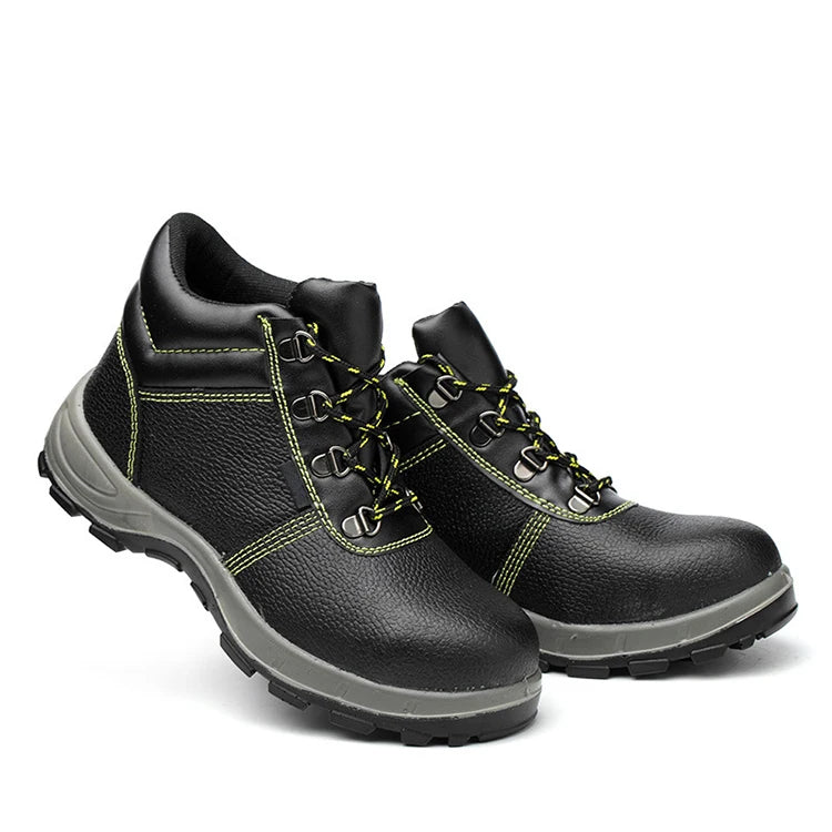 Men's Lightweight Construction Cowhide PU Leather Work Boot Industrial Waterproof Non-Slip Protective Steel Toe Safety Style