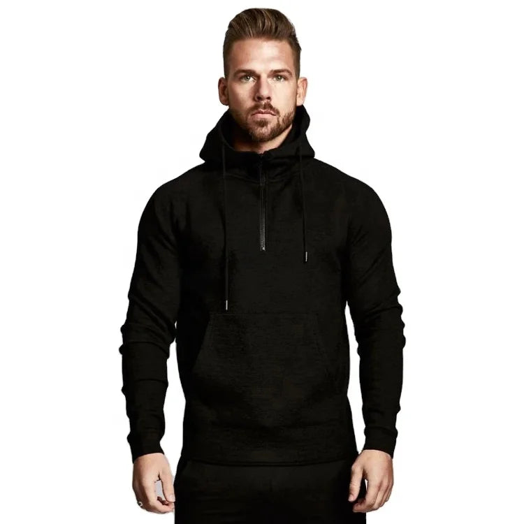 Lanyu Custom Logo Training Sets Polyester Cotton Sweat Suits Front Half Zipper Pullover Hoodies Jogging Top Hoodie Men Plus Size