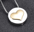 Round Gold Heart Urn Stainless Steel love Memorial Cremation Pendant Ash Keepsake Funeral Necklace Jewelry Ashes Urn Cremation