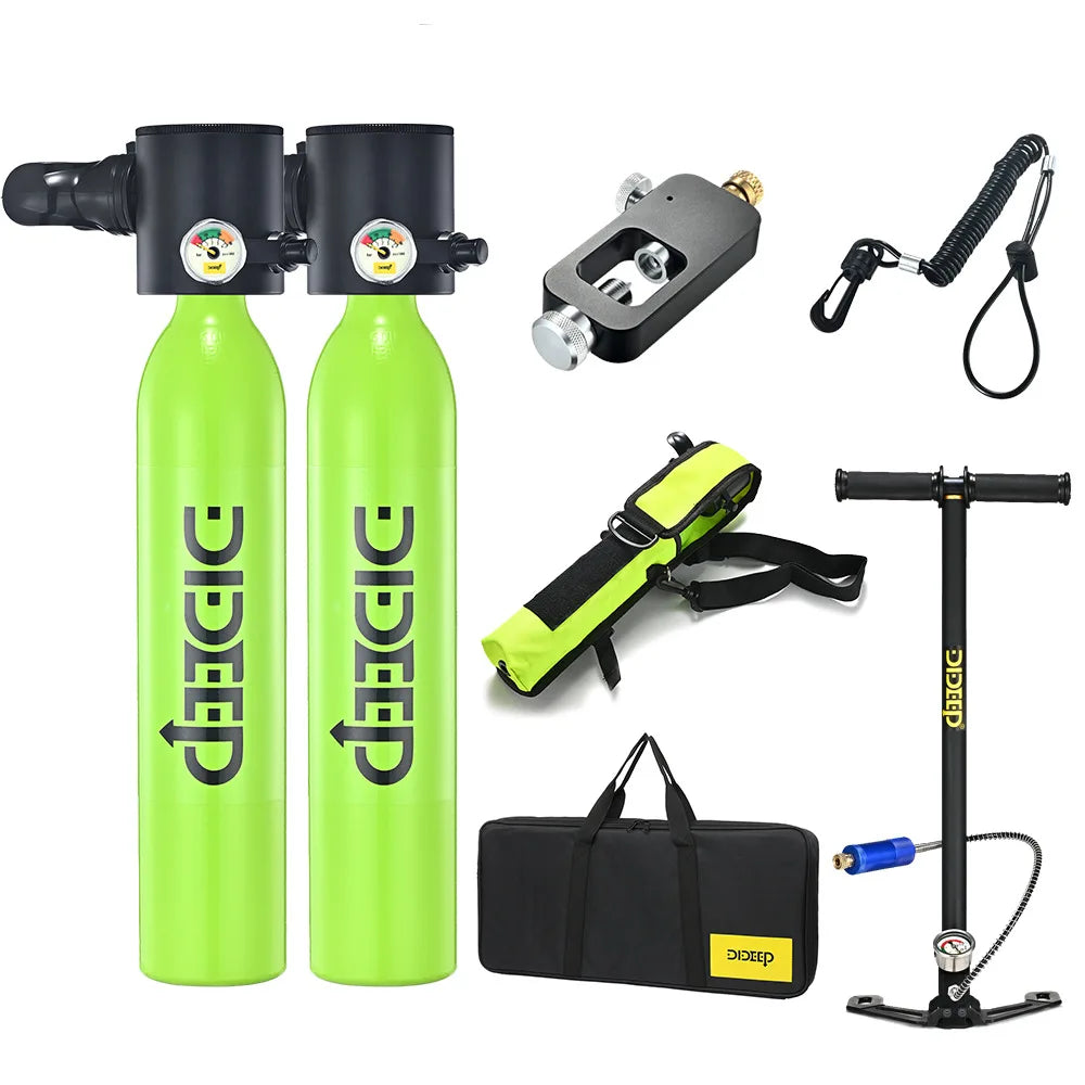Double 0.5L Diving Tank Kit with Hand Pump Hose Adapter Storage Bag Lanyard Handbag CE Certified Europe Fast Delivery