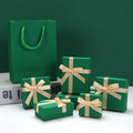 Wholesale Base and Cover Paper Jewelry Boxes Green Color Jewelry Packaging Bow Boxes for Ring Bracelet