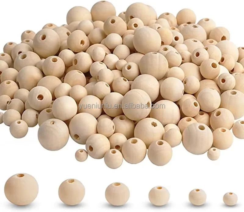 Unfinished Natural Wooden Beads with Hole for DIY Crafts 6mm 8mm 10mm 12mm 14mm 16mm 20mm Wood Bead for Garland and Decorations