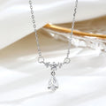 Wholesale Rhodium Plated 925 Sterling Silver Water Drop Shape Pendant Zircon Trendy Engagement Necklace for Women