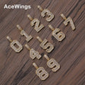 CN331 Brass Prong Setting Zircon 0 - 9 Numbers Pendants Full CZ Iced Out Hip Hop CZ Necklace Bling Bling Jewelry MegaBDM