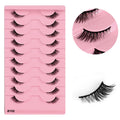 10 Pairs Natural Lightweight Cat Eye Lashes Wispy Half Lashes Faux Mink Cils 3D Soft Volume Full Strip Eyelashes