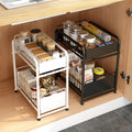 Kitchen Under Sink Organizer Rack Double Layer Drawer Iron  Pull Type Kitchen Storage Shelf Top Finishing Spice Holder