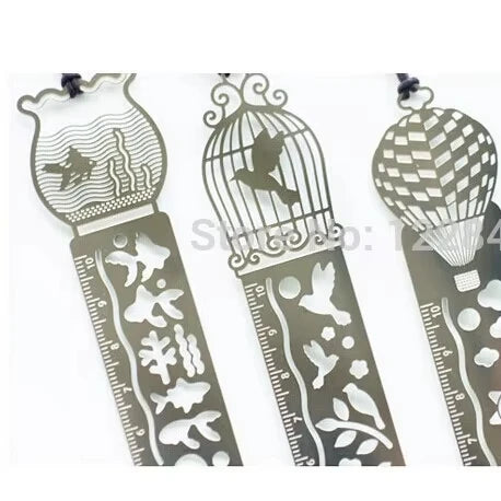 New Retro Zakka Hollow Mixed Style Metal Bookmark Drawing Template Metal Iron Ruler School