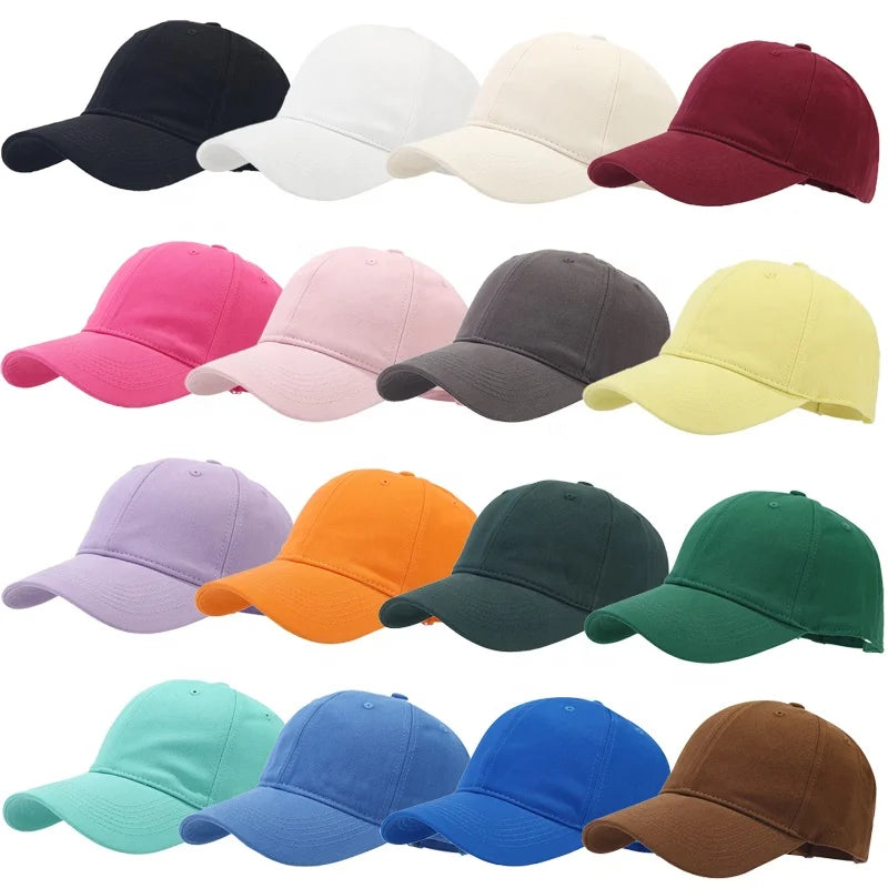 High Quality Classic Basic Solid Color Blank Plain Unisex Sunshade Golf 6 Panel Soft Cotton Baseball Ball Caps Hat