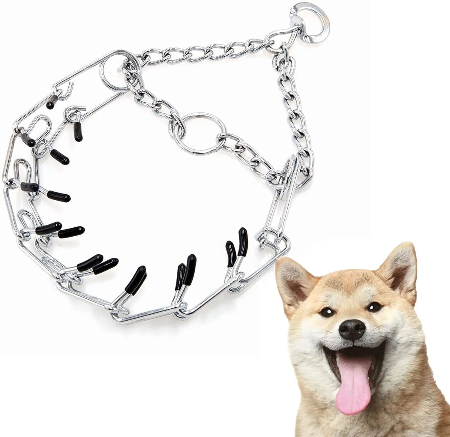 Classic Stainless Steel Prong Collar for Dogs with Comfort Rubber Tips Dog Training & Behavior Product