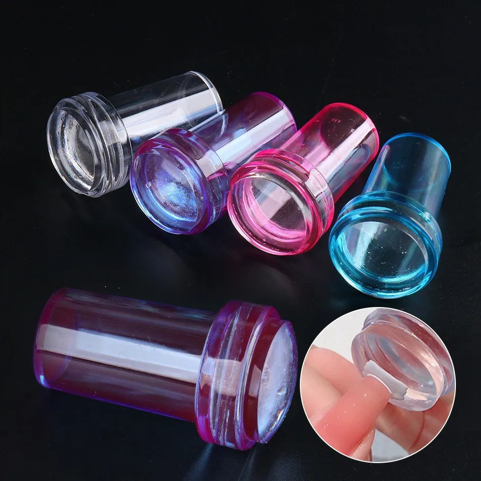Nail Supplies DIY Nail Stamper Manicure Salon Clear Silicone Nail Art Stamper with Scraper