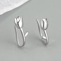 SC Teen Girls Simple Hypoallergenic 925 Sterling Silver Stud Earrings All-match Mini Tulip Flower Earrings for Women