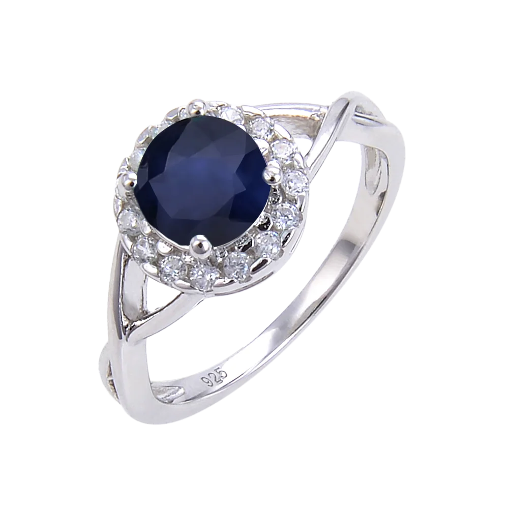 A3245 Abiding Jewelry Classic OEM Engagement Ring Diffussion Sapphire Wholesale 925 Sterling Silver Wedding Halo Rings Women