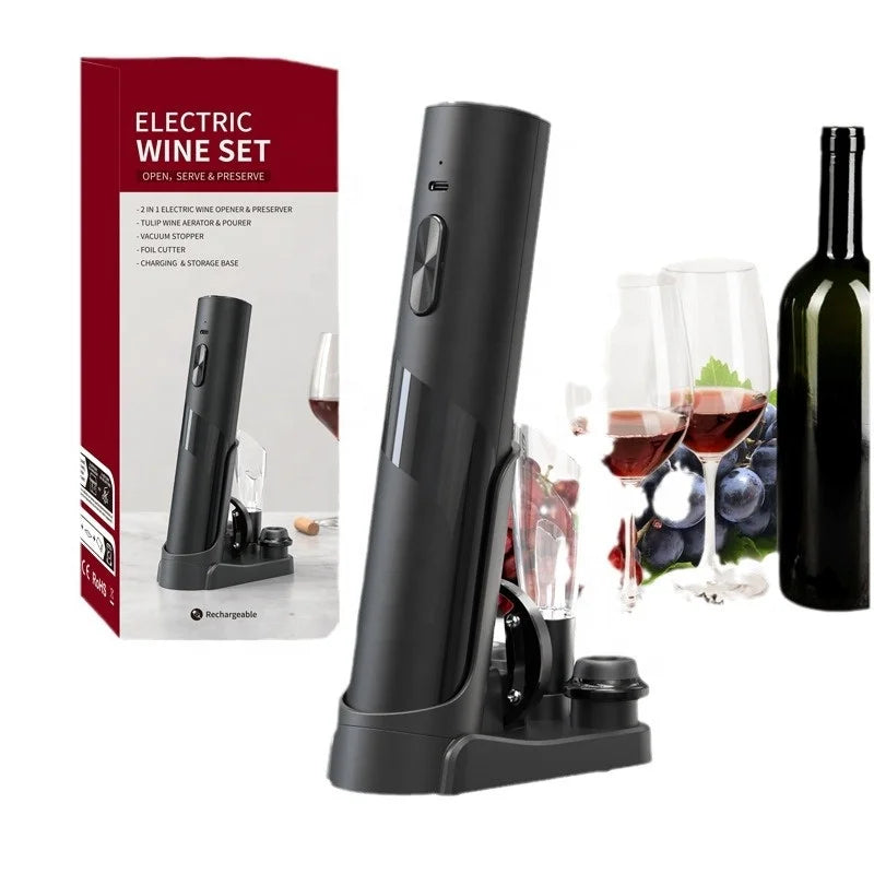 MUYI Modern Plastic Type C Charging Electric Wine Bottle Opener 2-in-1 Set with Fresh-Keeping Feature