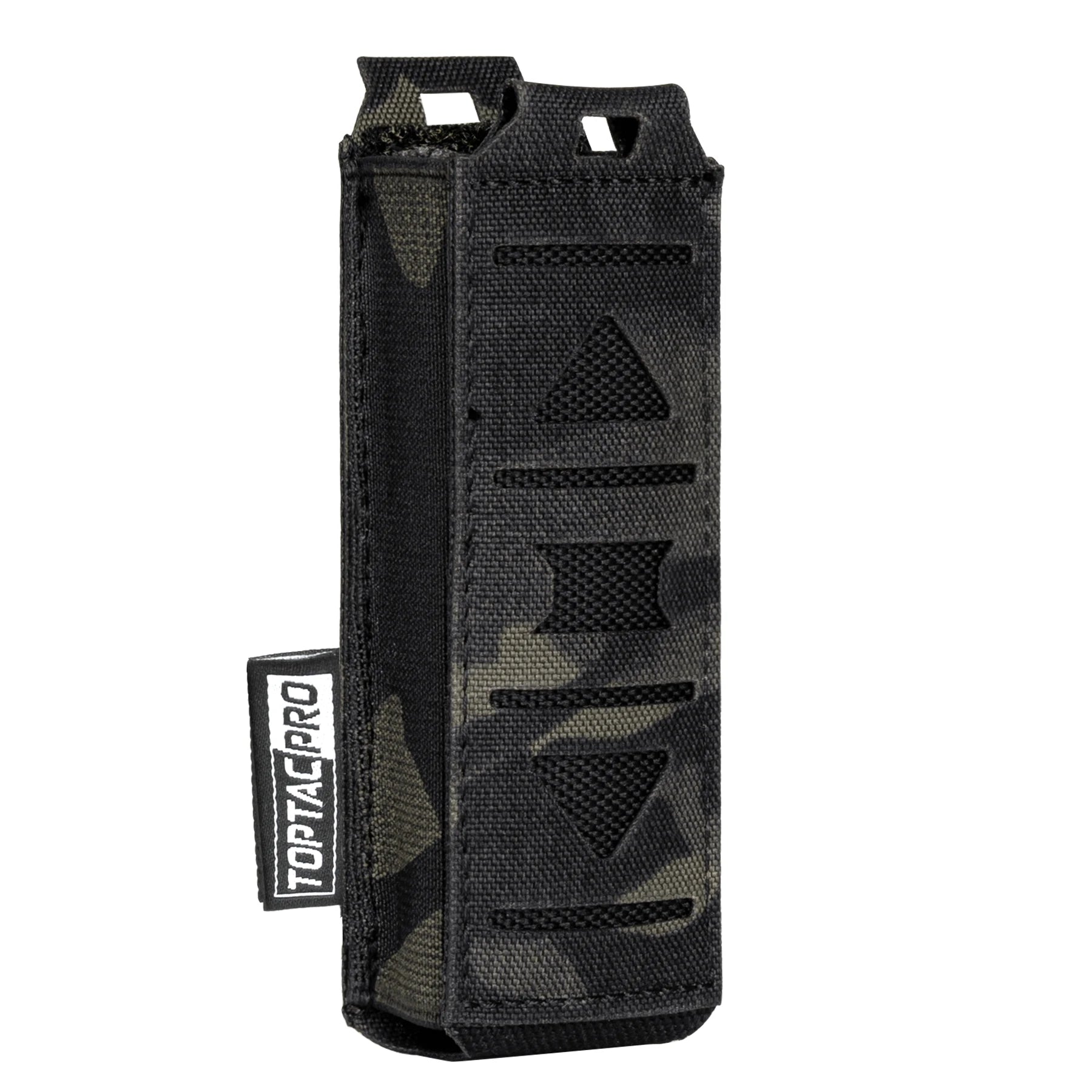 TOPTACPRO 500D Cordura Laser Cutting Camo Black Magazine Carrier Pouch Waist Belt Single Magazine Pouch for 9mm Mag