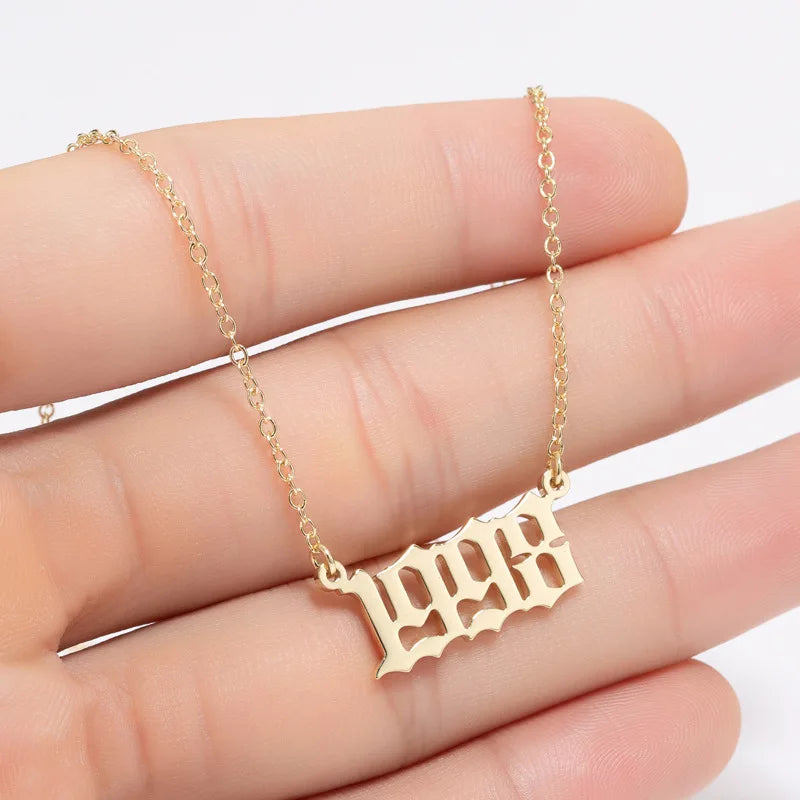 Special Year 1980-2021 Custom Birth Year Initial Necklace for Women Girls Jewelry Handmade Personalized Year Number Necklaces